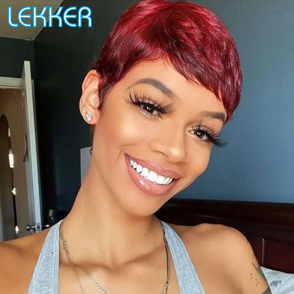 Lekker Wear to go Short Pixie Cut 13X6x1 Part Lace Front Human Hair Wigs For Women Glueless Brazilian Remy Hair Colored Bob Wigs - Image 6