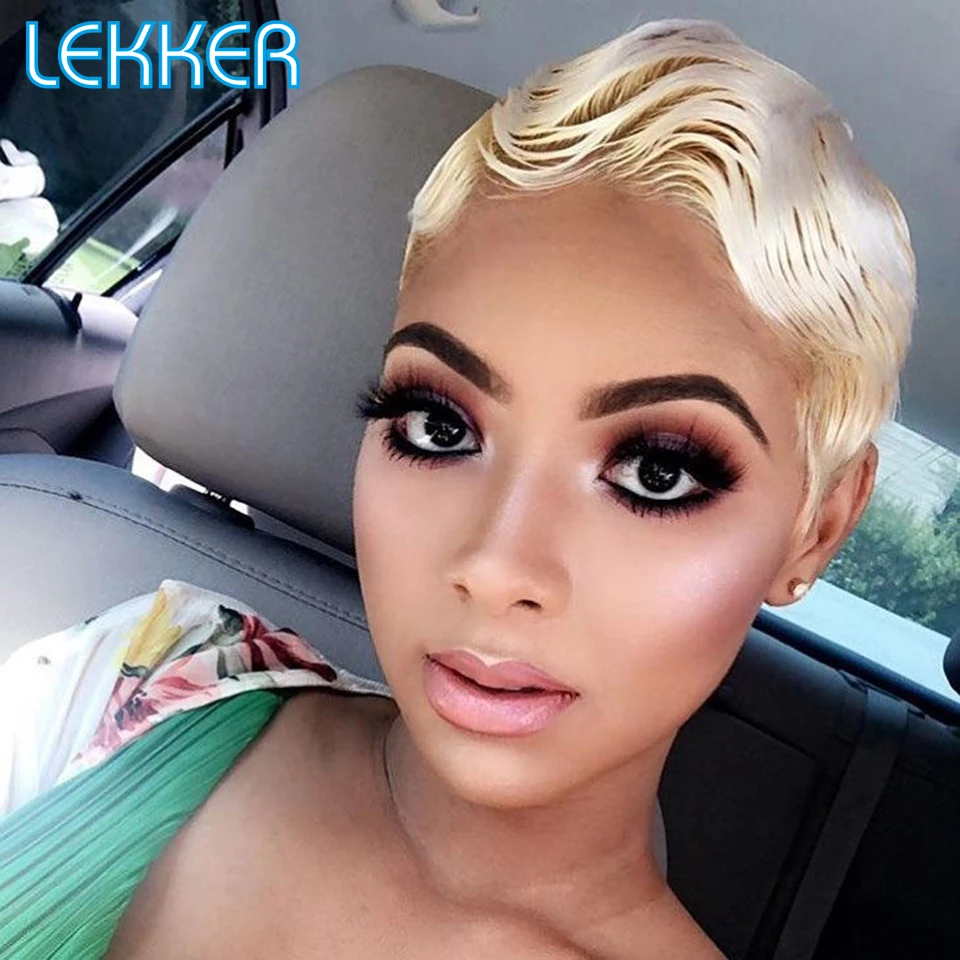 Lekker Wear to go Short Pixie Cut 13X6x1 Part Lace Front Human Hair Wigs For Women Glueless Brazilian Remy Hair Colored Bob Wigs - Image 5