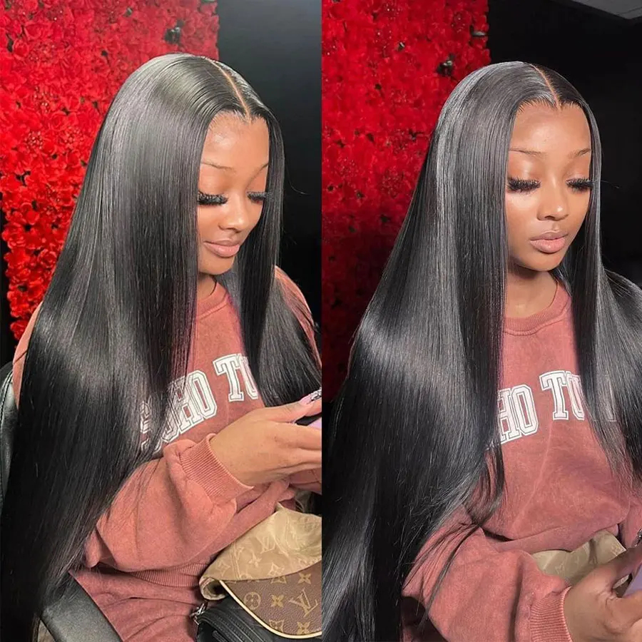 Alternative view of Glueless Straight Lace Wig 13x4 Lace Front Wigs Pre-Cut Lace Human Hair Wigs Ready To Wear 6x4 5x5 Hd Lace Closure Wig