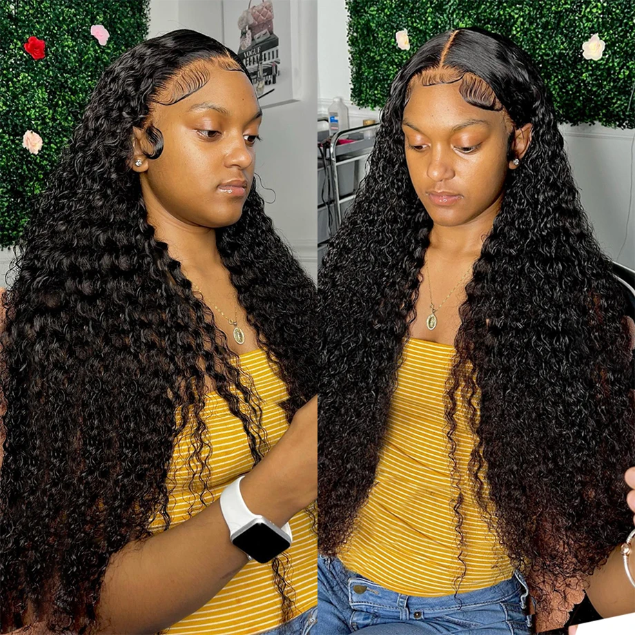 Alternative view of Deep Wave Frontal Wig 13x6 Lace 13x4 Curly Lace Front Human Hair Wigs For Women Wet And Wavy 4x4 Water Lace Closure Wig On Sale