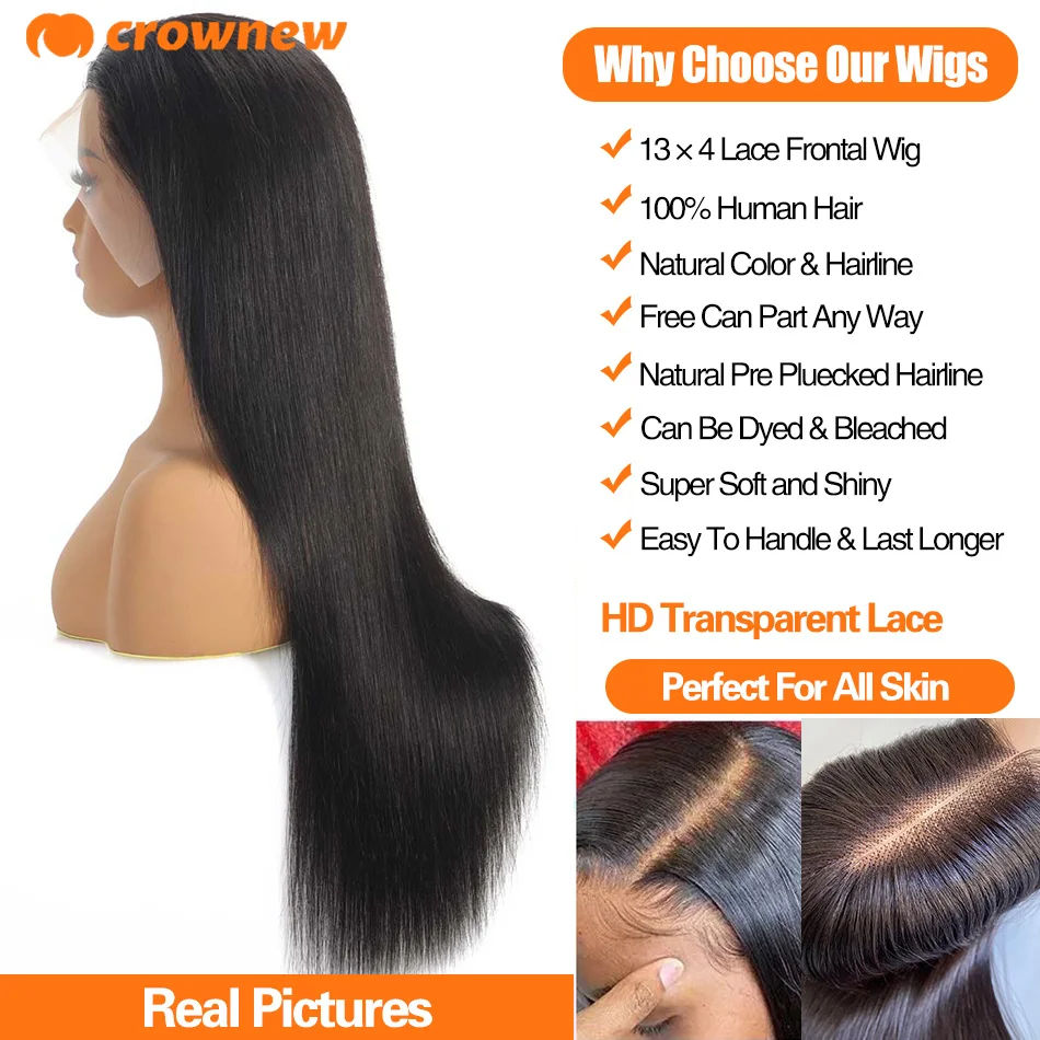 Alternative view of Straight Lace Front Wigs Human Hair 13x4 HD Lace Frontal Wigs Human Hair Preplucked Ready To Wear Human Hair Wigs Glueless Wig