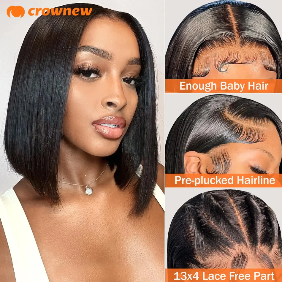 Alternative view of Bob Wig Human Hair Lace Front Wigs Human Hair Glueless Wigs Human Hair Hd Transparent 13X4 Straight Lace Frontal Bob Wigs