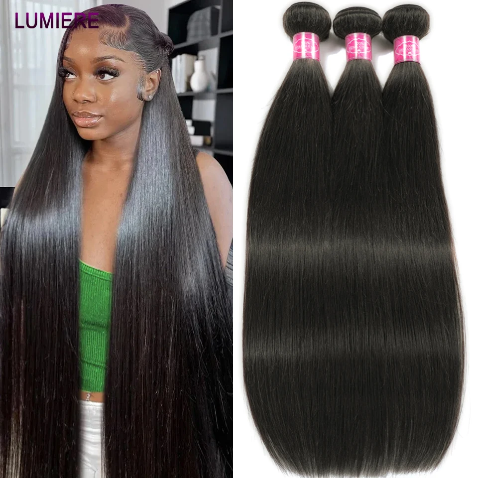 32 40inch Bone Straight Human Hair 1/3/4 Bundles Deal Brazilian Deep Raw Virgin Human hair Weave Hair Extensions 12A Wholesale