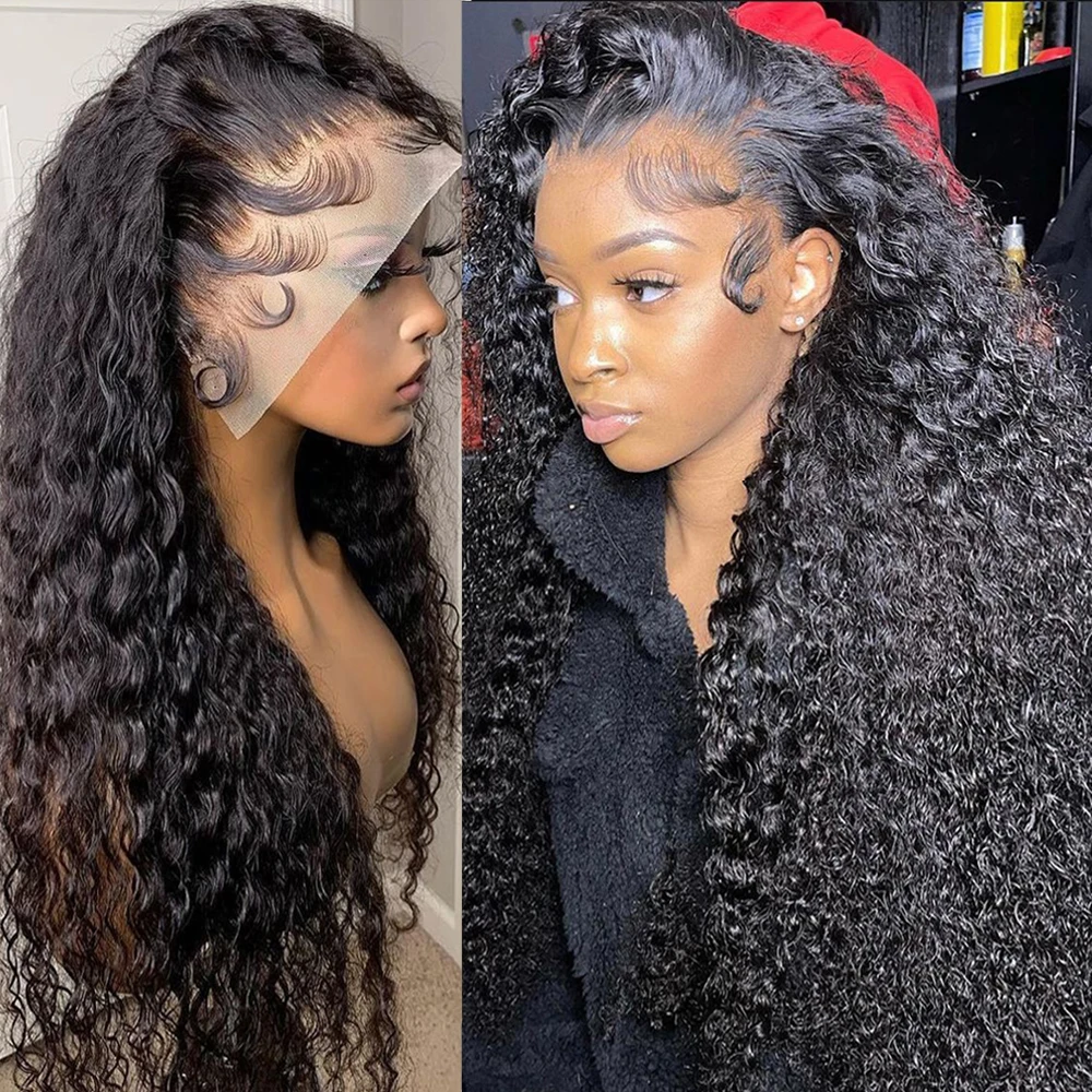 Alternative view of Jerry Curly Lace Front Wig Deep Kinky Curly Human Hair Wigs Brazilian Glueless HD Transparent Lace Frontal Closure Wig For Women