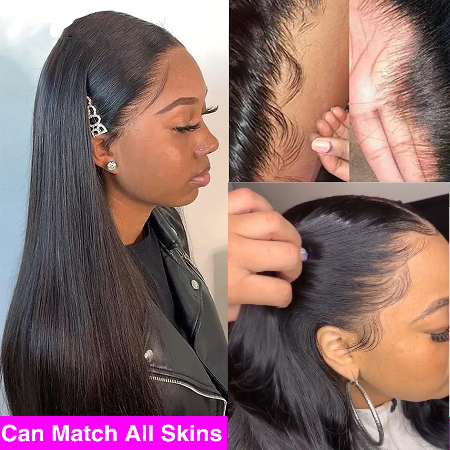 Alternative view of Straight Lace Front Wigs Human Hair 13x4 13x6 HD Transparent 360 Lace Frontal Wigs 5X5 6X4 Glueless Wig 4x4 Closure Wig