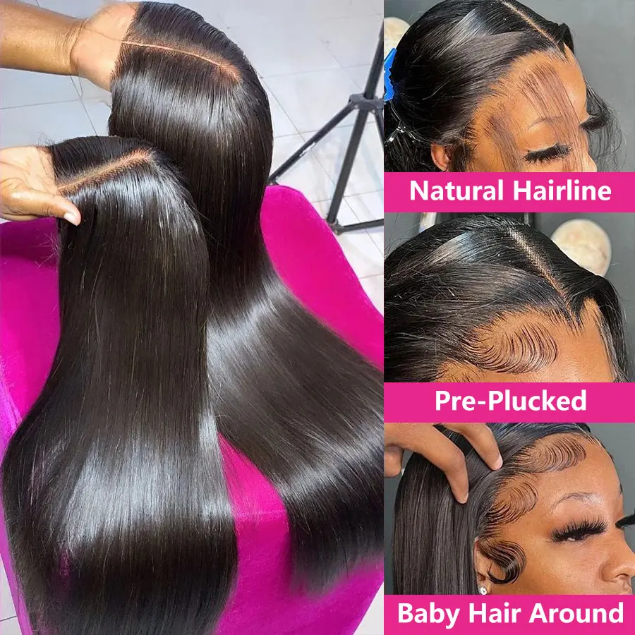 HD Transparent 360 Lace Frontal Wig 4x4 Lace Closure Wig Straight 13x6 Lace Front Human Hair Wigs For Black Women 30 32 34Inches HD Transparent 360 Lace Frontal Wig 4x4 Lace Closure Wig Straight 13x6 Lace Front Human Hair Wigs For Black Women 30 32 34Inches