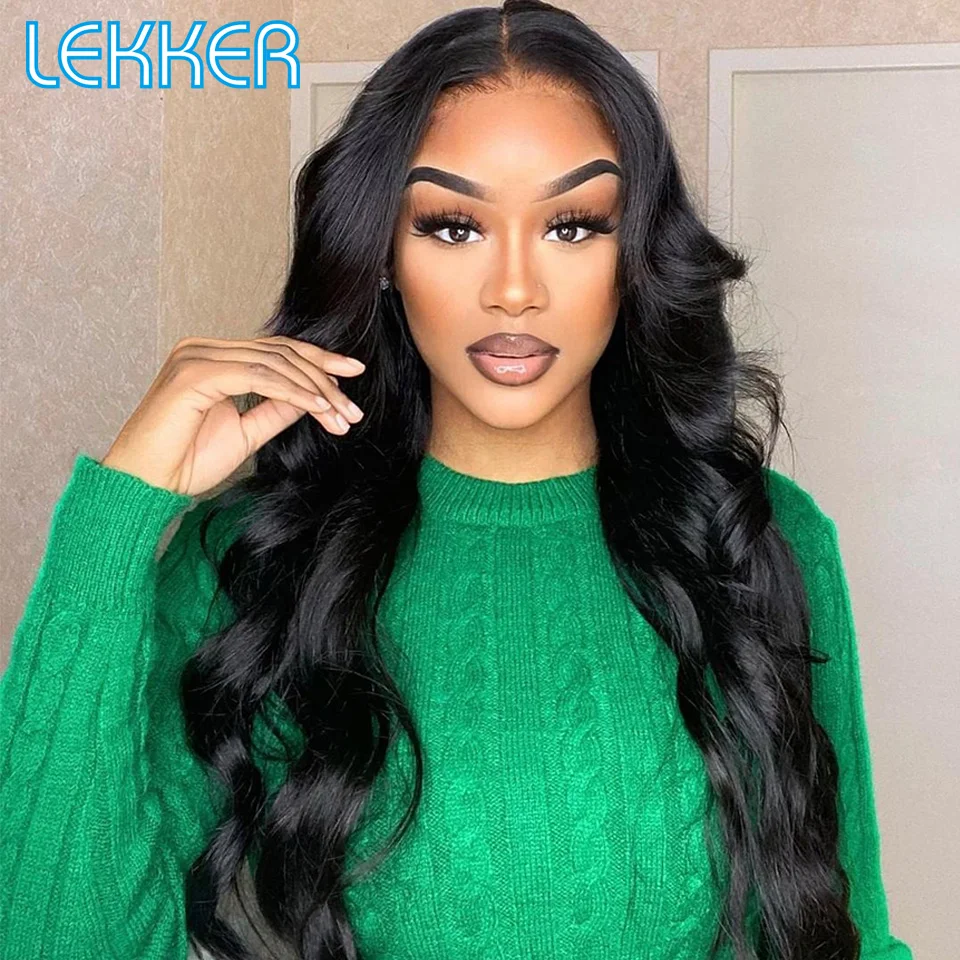 Alternative view of Lekker Wavy 13x1 T Part Lace Front Human Hair Wig For Women Glueless Bob Brazilian Remy Hair 30inch Body Wave Middle Part Wigs
