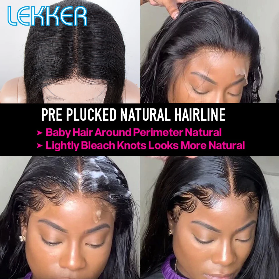 Lekker Wavy 13x1 T Part Lace Front Human Hair Wig For Women Glueless Bob Brazilian Remy Hair 30inch Body Wave Middle Part Wigs - Image 5