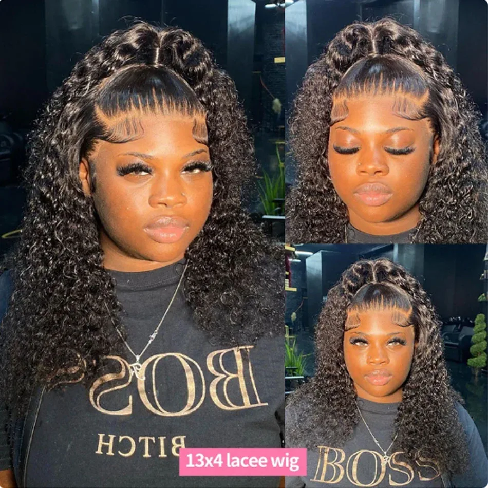 Wear and Go Glueless Wigs Short Bob Wig Human Hair Kinky Curly Upgraded NoGlue 13x4 Lace Frontal Wigs Human Hair for Black Women