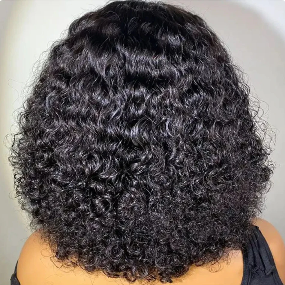 Wear and Go Glueless Wigs Short Bob Wig Human Hair Kinky Curly Upgraded NoGlue 13x4 Lace Frontal Wigs Human Hair for Black Women