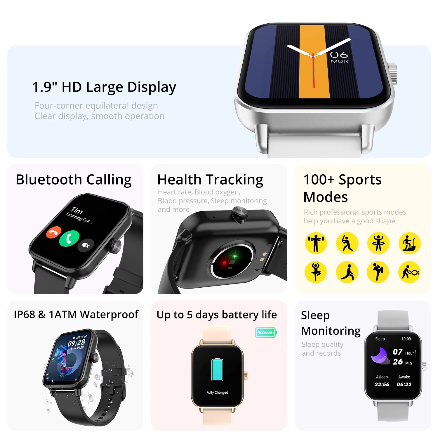 Alternative view of COLMI P81 Voice Calling Smart Watch Ultra 1.9 inch Screen 24H Health Monitor 100+ Sports Modes 100+ Watch Faces Smartwatch