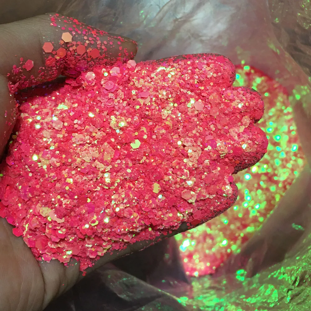 10g Holographic Mixed Hexagon Chunky Irediscent Nail Art Glitter Flakes Laser Sparkly Sequins Resin Slices Nail Art Decoration
