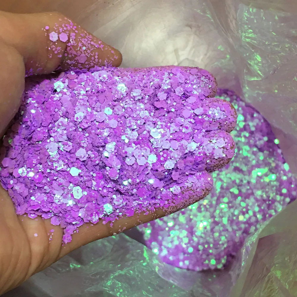 10g Holographic Mixed Hexagon Chunky Irediscent Nail Art Glitter Flakes Laser Sparkly Sequins Resin Slices Nail Art Decoration