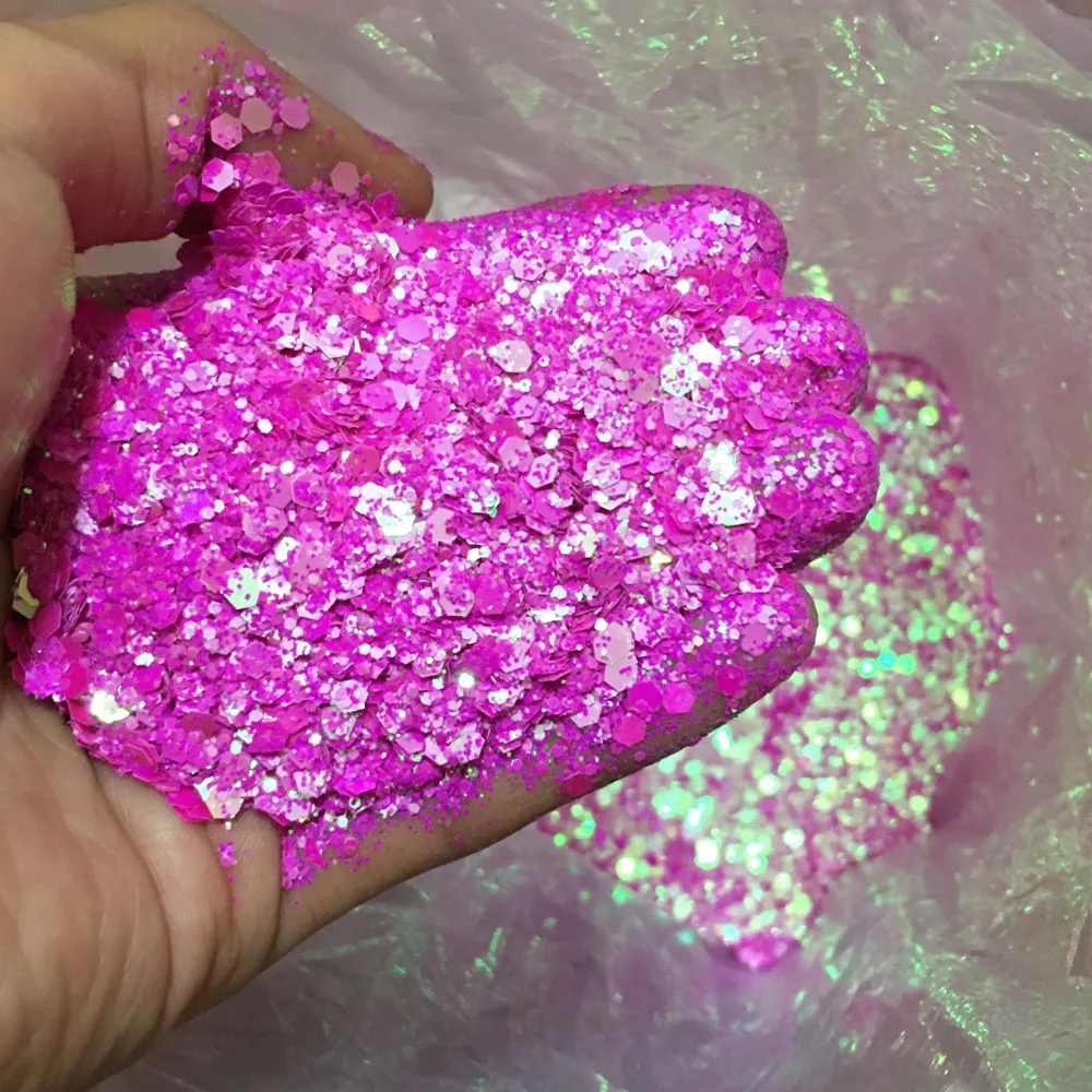 10g Holographic Mixed Hexagon Chunky Irediscent Nail Art Glitter Flakes Laser Sparkly Sequins Resin Slices Nail Art Decoration