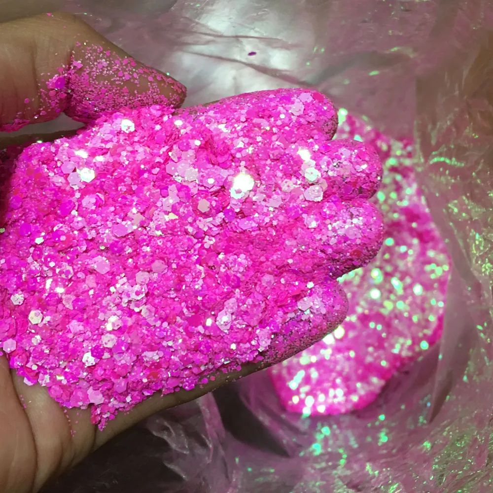 10g Holographic Mixed Hexagon Chunky Irediscent Nail Art Glitter Flakes Laser Sparkly Sequins Resin Slices Nail Art Decoration