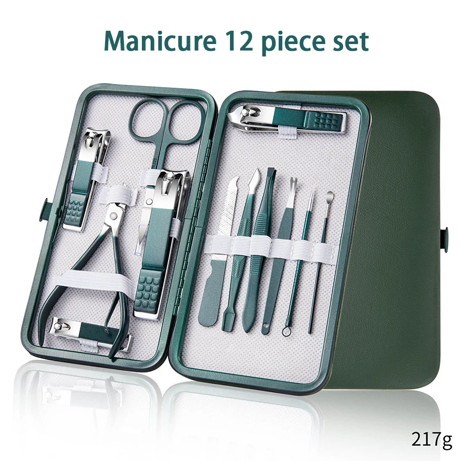 Alternative view of 7-18 Pcs Manicure Set Nail Clippers Kit Professional Stainless Steel Nail Care Tools with Leather Travel Case For Man and Women