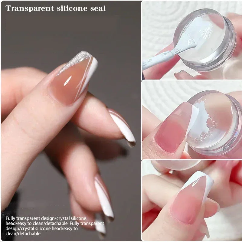 Alternative view of Silicone Transparent Template Seal Stamper Scraper Stamping French Manicure Plate Stamp Stencil Nail Stamp Art Embossing Tools