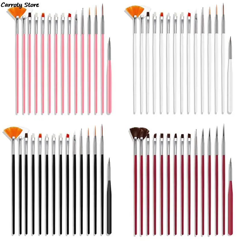Alternative view of 15PCS Professional Nail Art Brush Set For Manicure Rhinestone Acrylic Paint Brushes Kit UV Gel Polish Nails Lining Pen Gradient