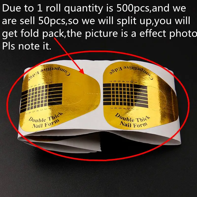 Alternative view of 50pcs Golden Nail Art Tips Extension Forms Guide U Horseshoe Shaped Acrylic UV Gel DIY Nail Tool For Manicure