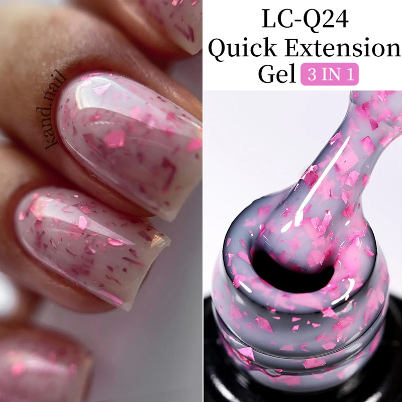 Alternative view of LILYCUTE 7ml Glitter Quick Extension Gel Nail Polish Purple Nude Flakes Vernis Semi Permanent UV Gel Varnishes Nail Art Manicure