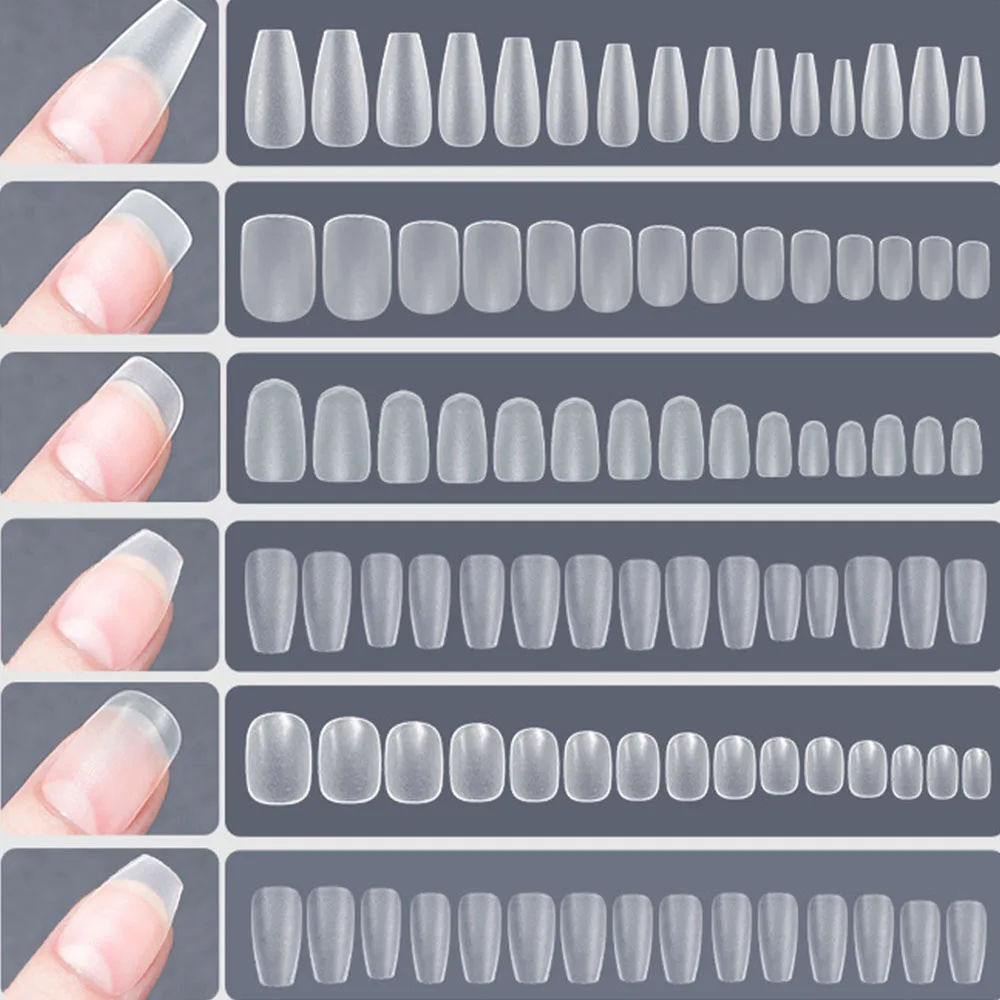Alternative view of 120pcs/bag Matte Press On Nail Tips Soft Full Cover False Nails Oval Almond Sculpted Fake Nail