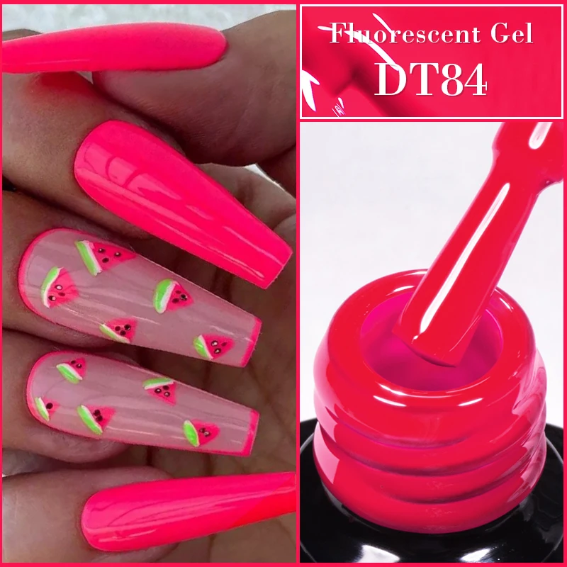 7ML Fluorescent Gel Nail Polish Neon Red Yellow Green Summer Color Semi Permanent Varnish Nail Art Soak Off UV LED Gel Manicure