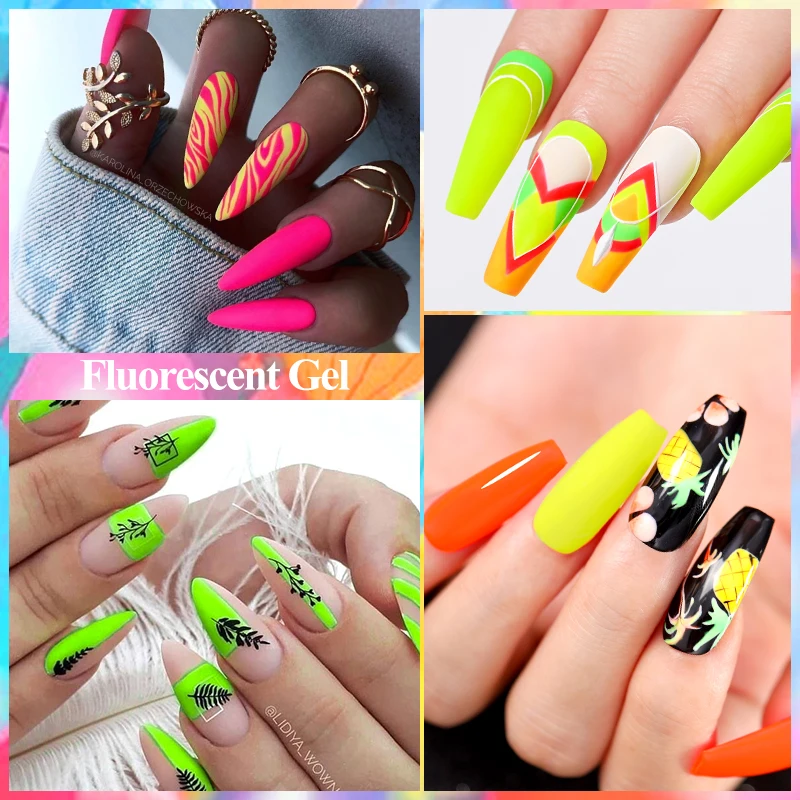7ML Fluorescent Gel Nail Polish Neon Red Yellow Green Summer Color Semi Permanent Varnish Nail Art Soak Off UV LED Gel Manicure