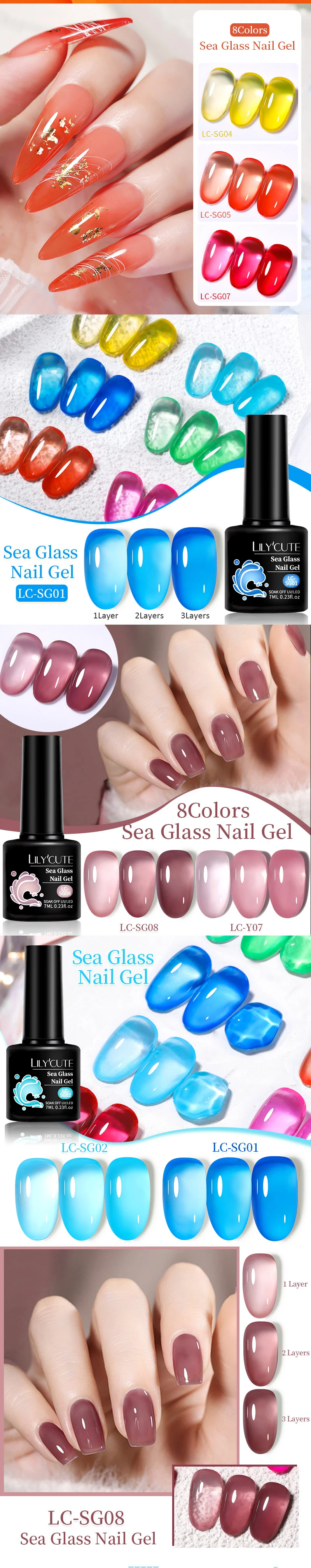 LILYCUTE 7ML Red Bean Color Translucent Jelly Nude Gel Nail Polish Spring Summer High Quality Semi Permanent Nail UV Gel Varnish