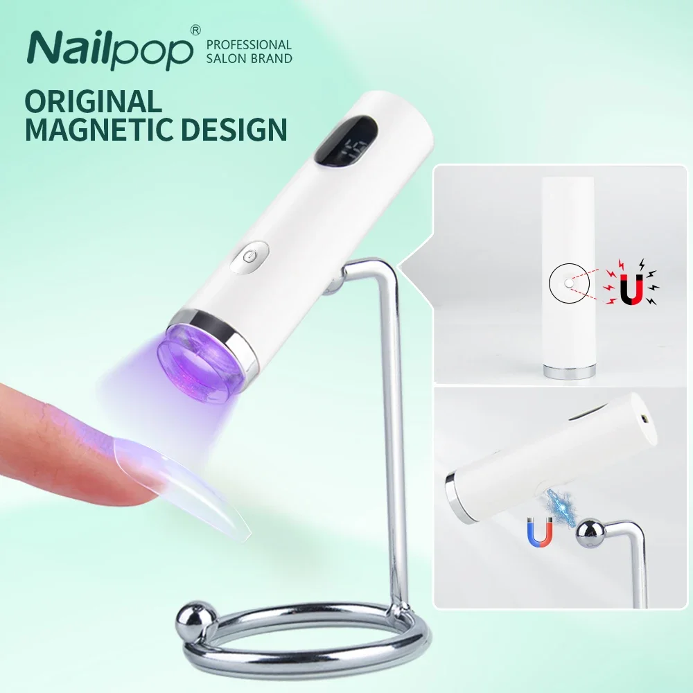 Nailpop UV Light with Stanp Handheld Mini Nail Cure Lamp with Silicone Stamper Nail Dryer Fast Curing for Gel Polish Glue Gel