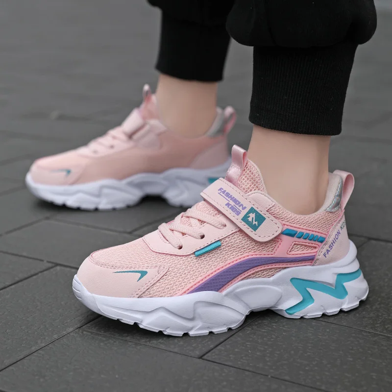 Kids Casual Pink Girls Shoes Breathable Mesh Sneakers Summer Student's Children Boys Sport Walking Footwear