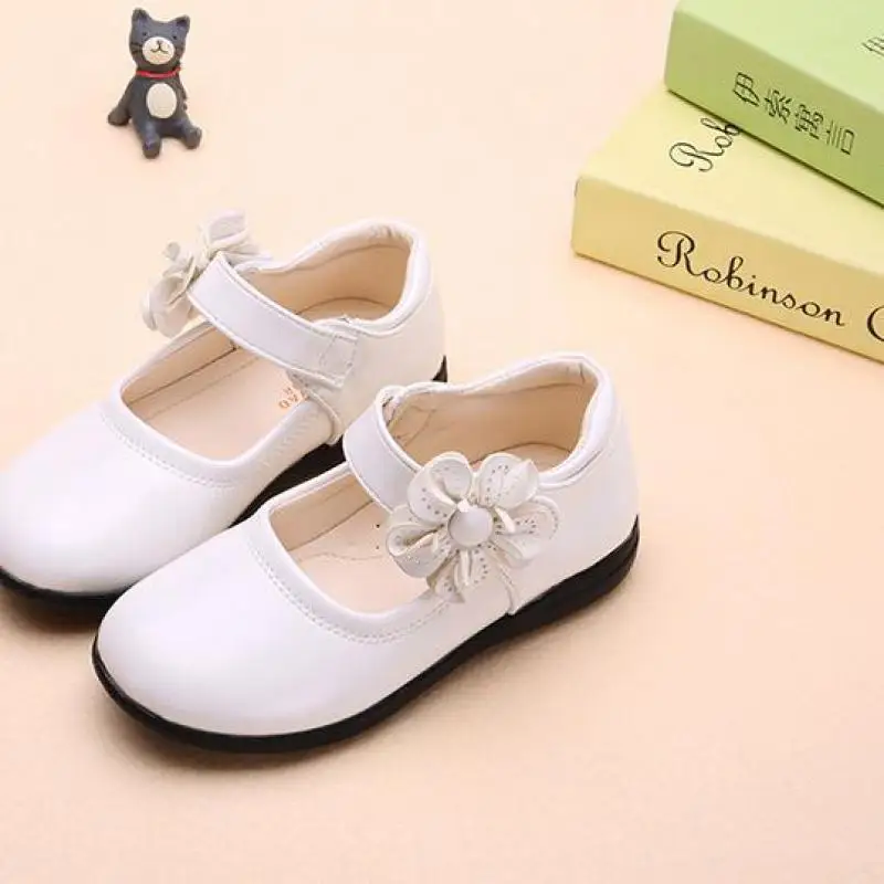 Girls Leather Shoes for Children Wedding Dress Princess School Shoes Kids Summer Bow-knot Black Student Sandals Korean Fashion