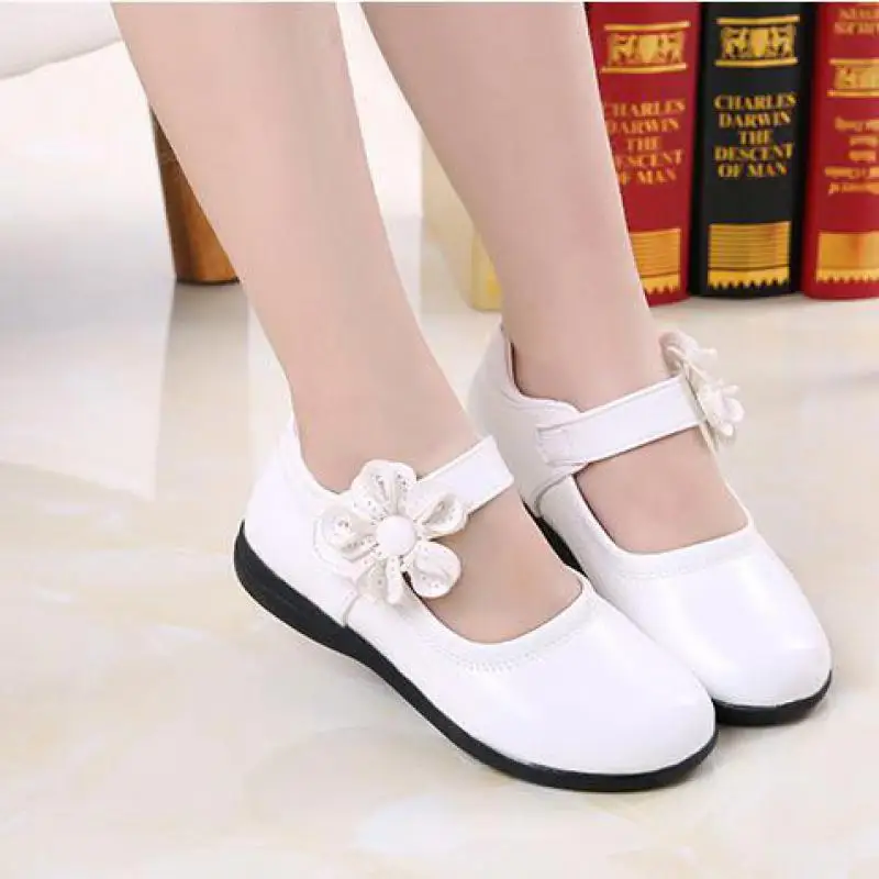 Girls Leather Shoes for Children Wedding Dress Princess School Shoes Kids Summer Bow-knot Black Student Sandals Korean Fashion