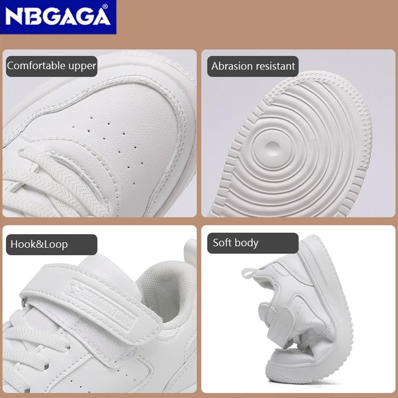 Alternative view of Children Sneaker Boys Casual Shoes Black Leather Flat Student Walking Shoes Non-slip Girl Lightweight Sports Tennis Footwear