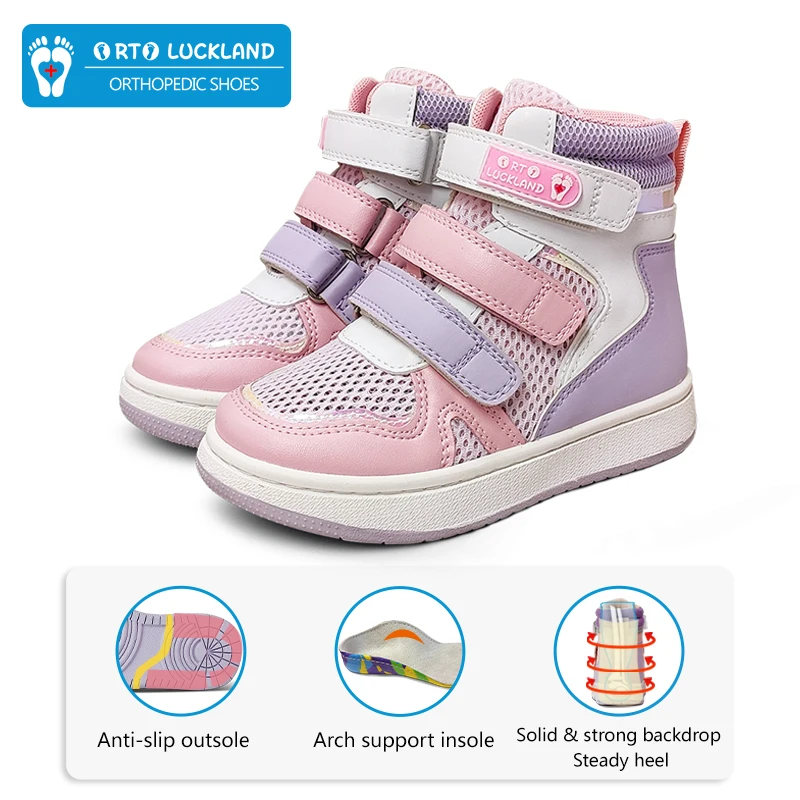 Ortoluckland Kids Sneakers Girls Summer Casual Shoes Children Toddlers Fashion Mesh Tipsietoes Flatfoot Orthopedic Boots 3to 8Y