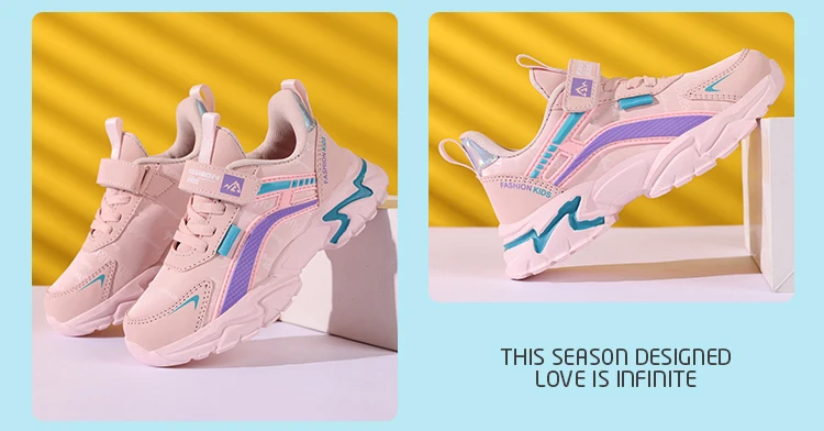 Kids Casual Pink Girls Leather Shoes Fashion For 7-15y Lightweight Running Young Student's Children Sports Girl's Shoe NBGAGA