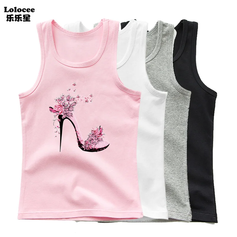 Alternative view of Girls Fashion Singlet Cotton Underwear Summer Children Pink Tanks Tops Beach Clothing Toddler Kids Eiffel Tower Vest