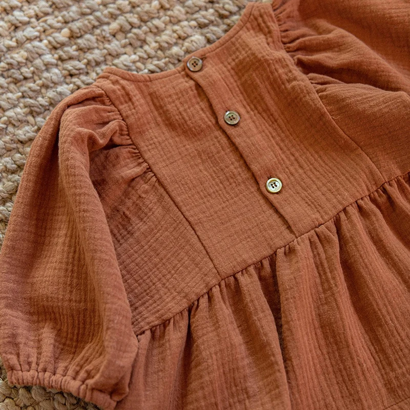 Autumn New Casual Large 3/4 Sleeves Girls' Blouse 100% Organic Cotton Double Gauze Children's Solid Loose Ruffle Tops TZ187 Autumn New Casual Large 3/4 Sleeves Girls' Blouse 100% Organic Cotton Double Gauze Children's Solid Loose Ruffle Tops TZ187