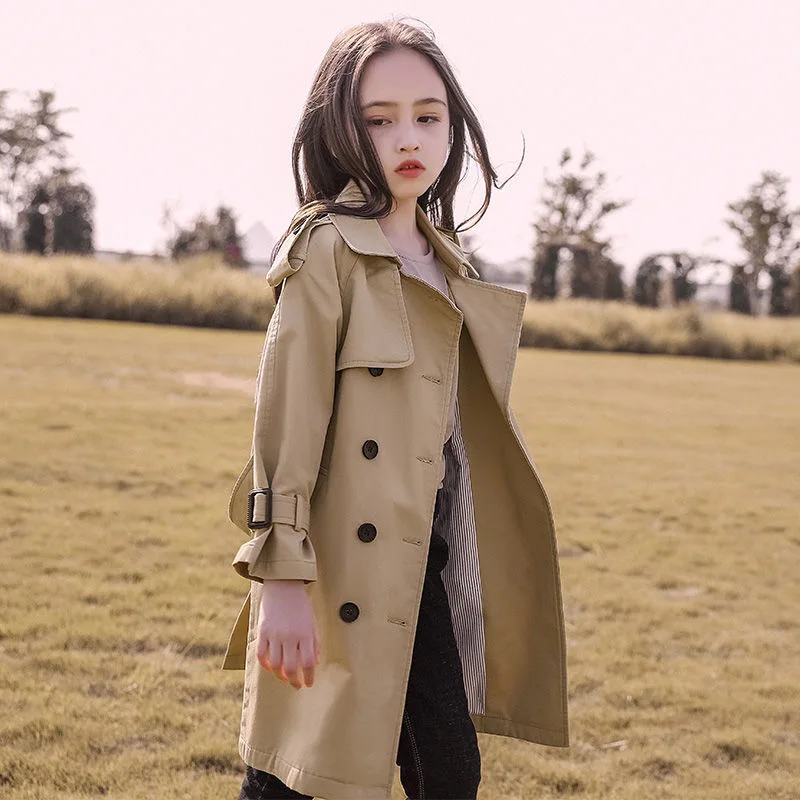 Alternative view of 4-13 Years Teen Girls Long Trench Coats New Fashion England Style Windbreaker Jacket For Girls Spring Autumn Children's Clothing