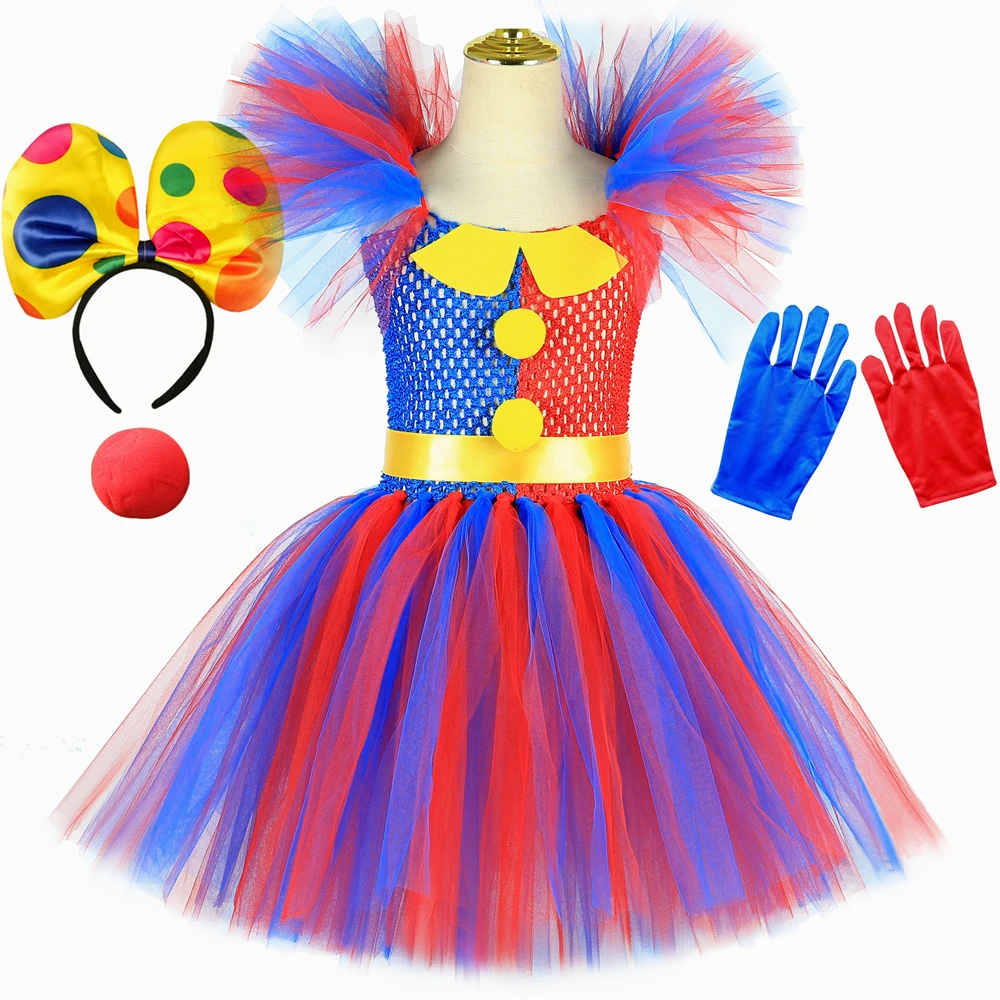 Alternative view of Pomni Costume Kids Tutu Dress Cartoon The Amazing Digital Circus Clown Cosplay Costumes Girls Halloween Carnival Party Clothes