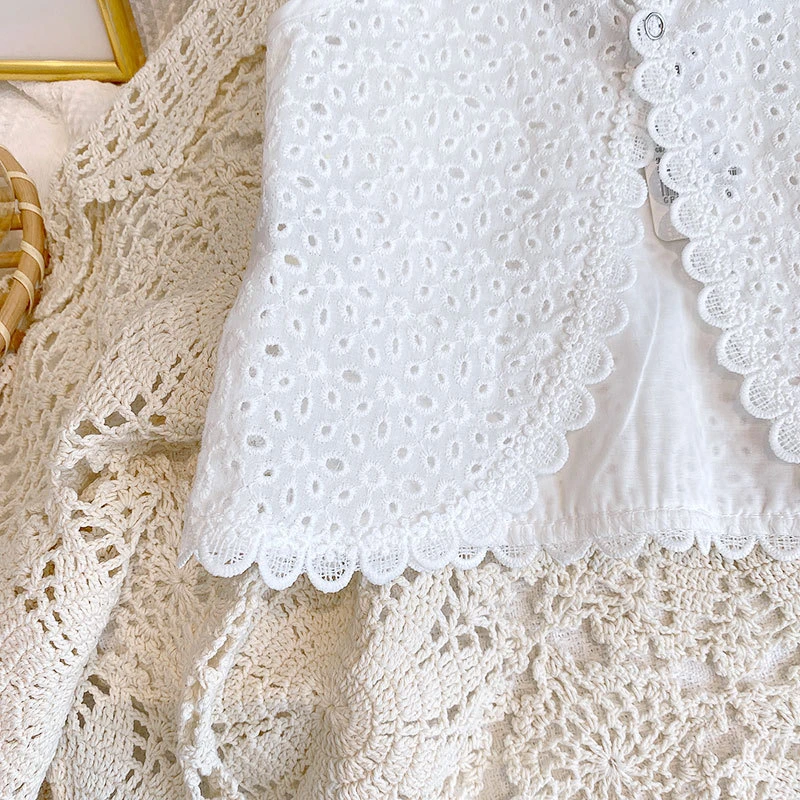 Girls 2024 Summer Clothing Sets Hollow Lace Suit Baby Casual Sleeveless T-shirt+Shorts Kids Clothing Sets Baby Clothes Outfits Girls 2024 Summer Clothing Sets Hollow Lace Suit Baby Casual Sleeveless T-shirt+Shorts Kids Clothing Sets Baby Clothes Outfits
