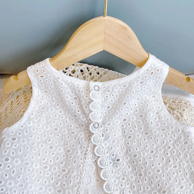 Girls 2024 Summer Clothing Sets Hollow Lace Suit Baby Casual Sleeveless T-shirt+Shorts Kids Clothing Sets Baby Clothes Outfits Girls 2024 Summer Clothing Sets Hollow Lace Suit Baby Casual Sleeveless T-shirt+Shorts Kids Clothing Sets Baby Clothes Outfits