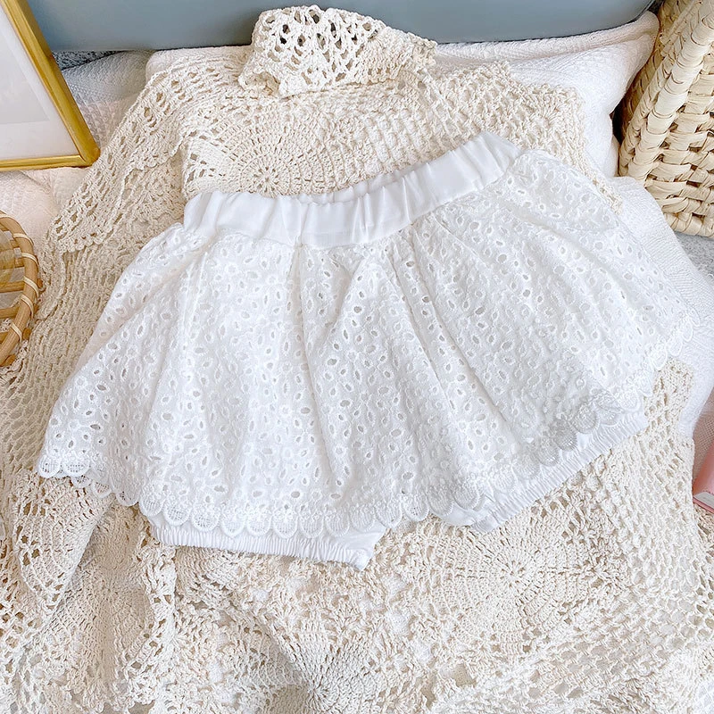 Girls 2024 Summer Clothing Sets Hollow Lace Suit Baby Casual Sleeveless T-shirt+Shorts Kids Clothing Sets Baby Clothes Outfits Girls 2024 Summer Clothing Sets Hollow Lace Suit Baby Casual Sleeveless T-shirt+Shorts Kids Clothing Sets Baby Clothes Outfits