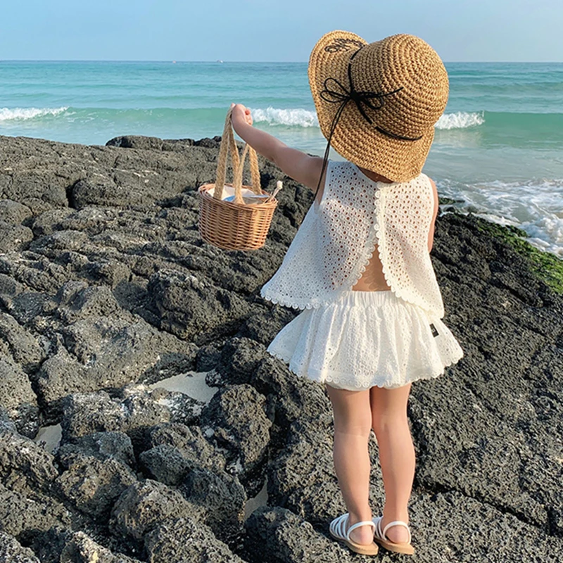 Girls 2024 Summer Clothing Sets Hollow Lace Suit Baby Casual Sleeveless T-shirt+Shorts Kids Clothing Sets Baby Clothes Outfits Girls 2024 Summer Clothing Sets Hollow Lace Suit Baby Casual Sleeveless T-shirt+Shorts Kids Clothing Sets Baby Clothes Outfits