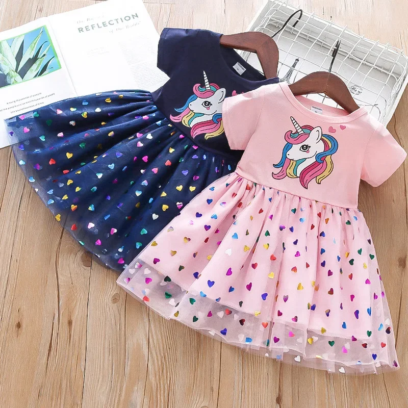 Alternative view of Kids Dresses for Girls Sohort Sleeve Unicorn Girls Sequins Costume Princess Dress Kids Daily Clothes