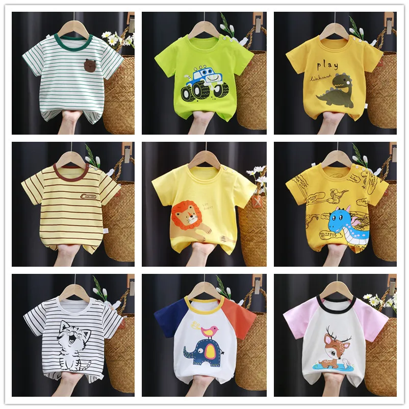 Baby Summer T-shirts Kids Toddler Children's Clothing Cartoon Print Cotton Tee Tops Boys and Girls Clothes