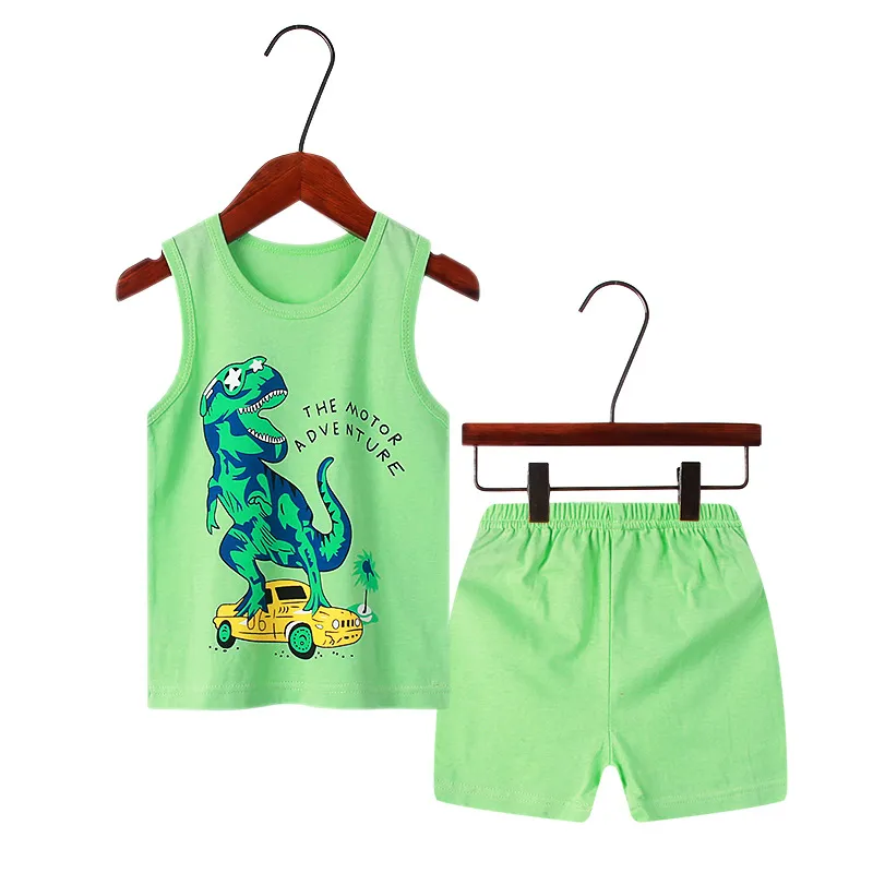 Little maven Baby Boys Outfits Green Dinosaur Summer Clothes Sets Baby Boys 2pcs Clothing Sets Sleeveless Vest Suit for Boy Little maven Baby Boys Outfits Green Dinosaur Summer Clothes Sets Baby Boys 2pcs Clothing Sets Sleeveless Vest Suit for Boy