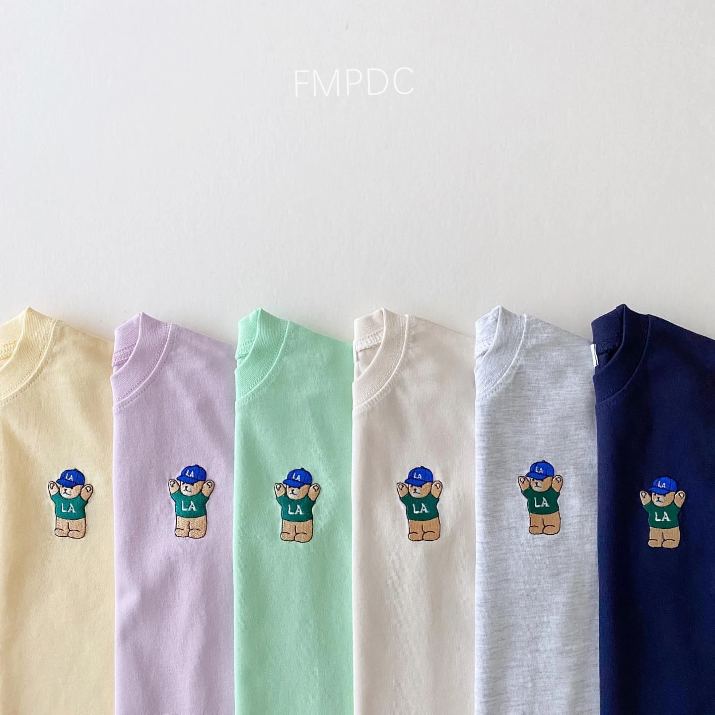 Korean Baby Boy Summer Clothes Set Embroidered Bear Colorful Tees T shirts+Loose Shorts Suit 2PCS Pack Baby Girls Clothing Sets
