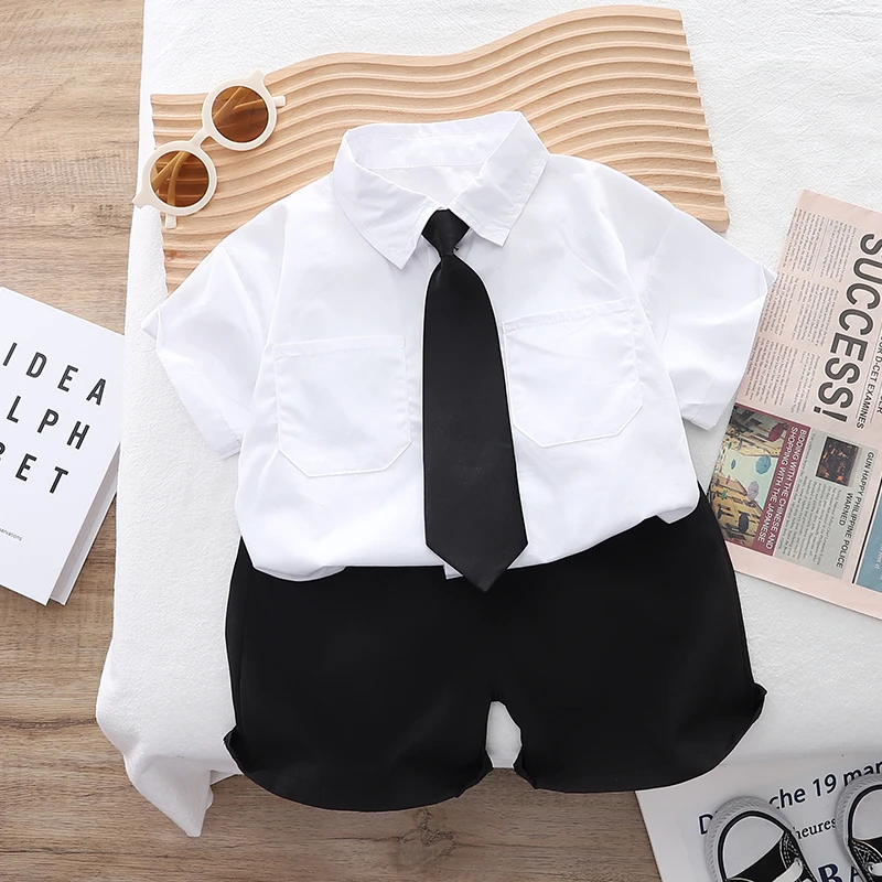 New Baby Girls Boys Clothing Toddler Summer Fashion Children Clothes Suit Infant Baby Boys Solid T Shirt Pants 2Pcs/Set