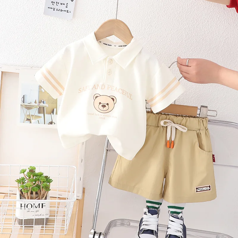 Alternative view of New Summer Baby Boys Clothing Set Cartoon Bear Polo T-shirt+Shorts Pants 2Pcs Suit For 1 2 3 4 5 Years Kids Casual Outfit