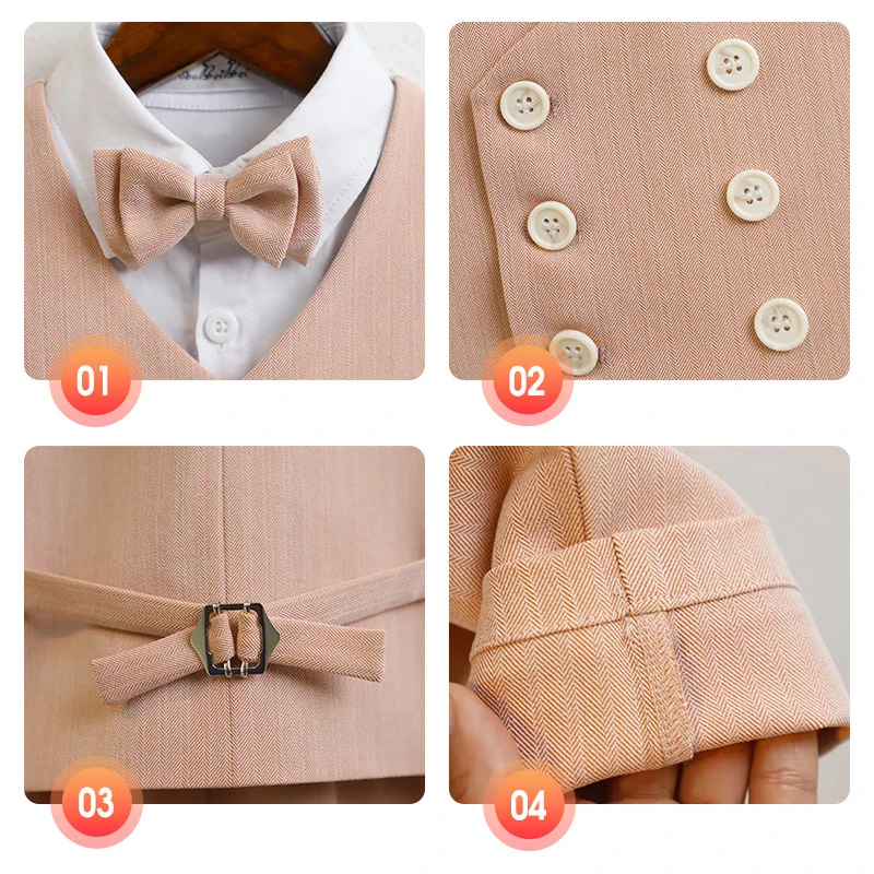 Alternative view of Boys Summer Vest Dress Suit Child Wedding Birthday Party Performance Photography Costume Kids Waistcoat Shorts Bowtie Outfit